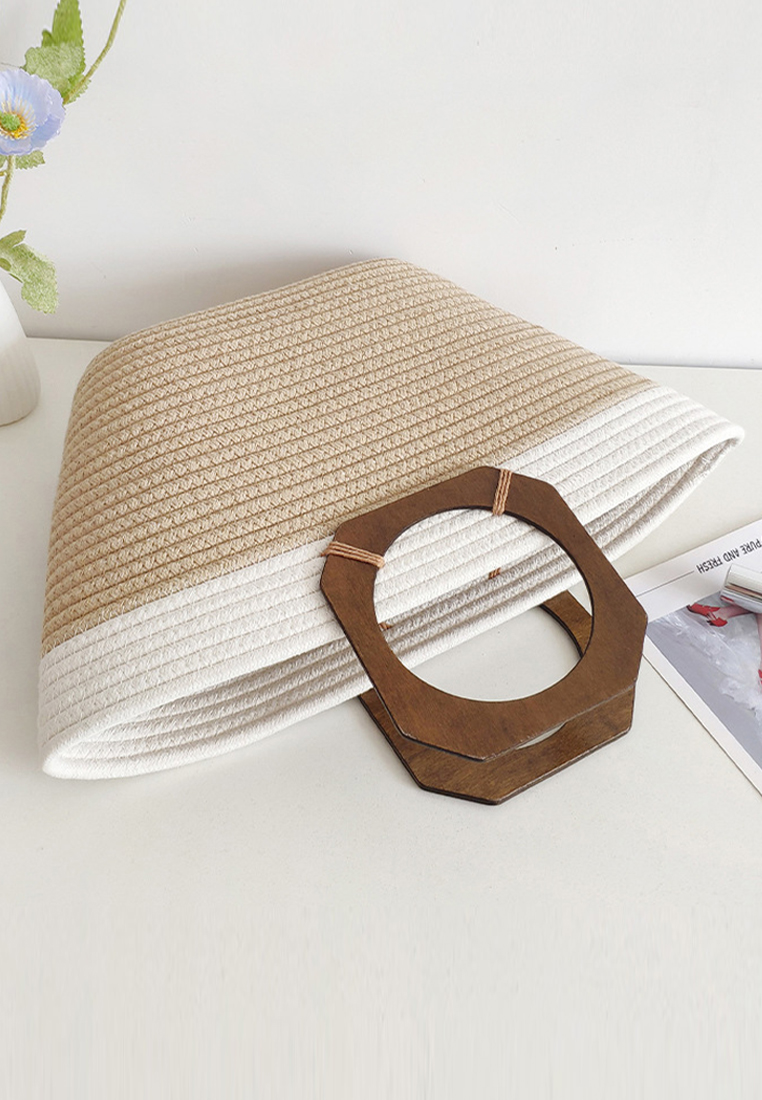 Women's Vintage Large Capacity Cotton Rope Braided Bag CA24061719