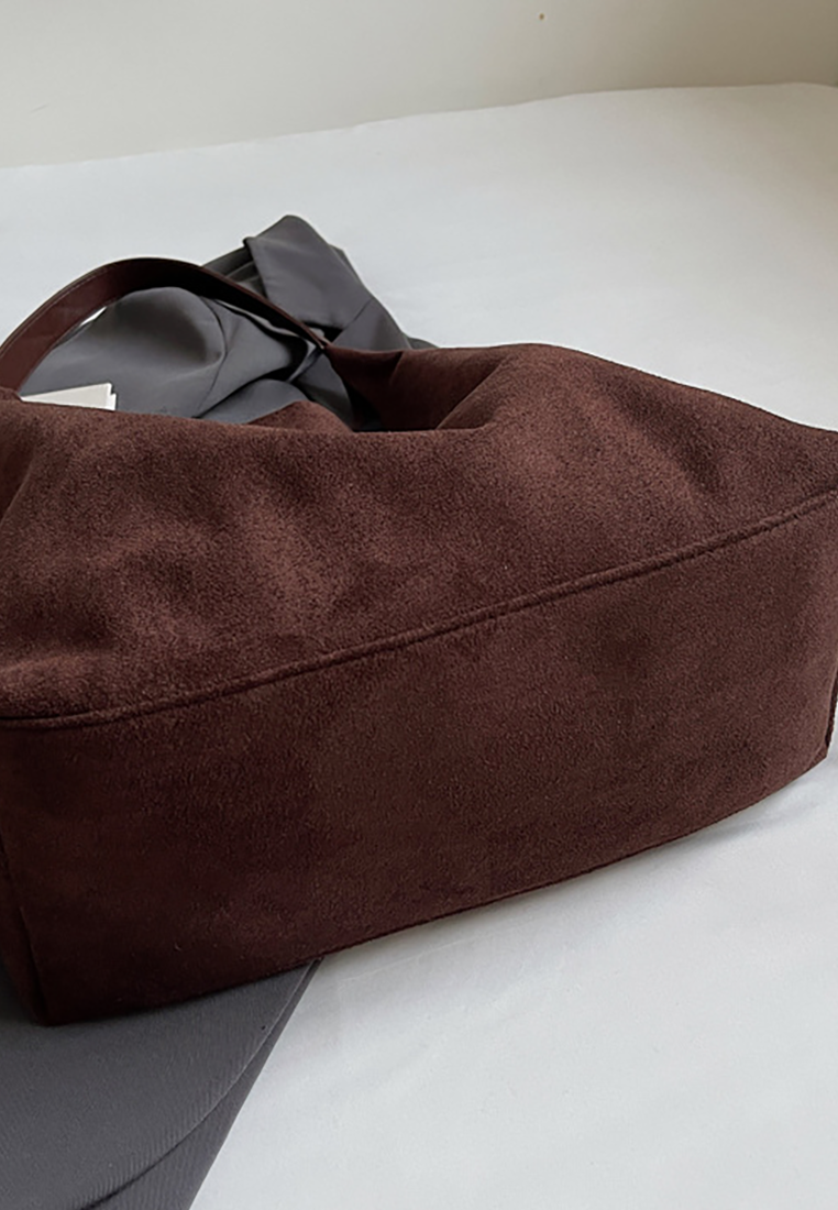 New Autumn Winter Commuter Suede Shoulder Tote Bucket Bag CA25110719BK