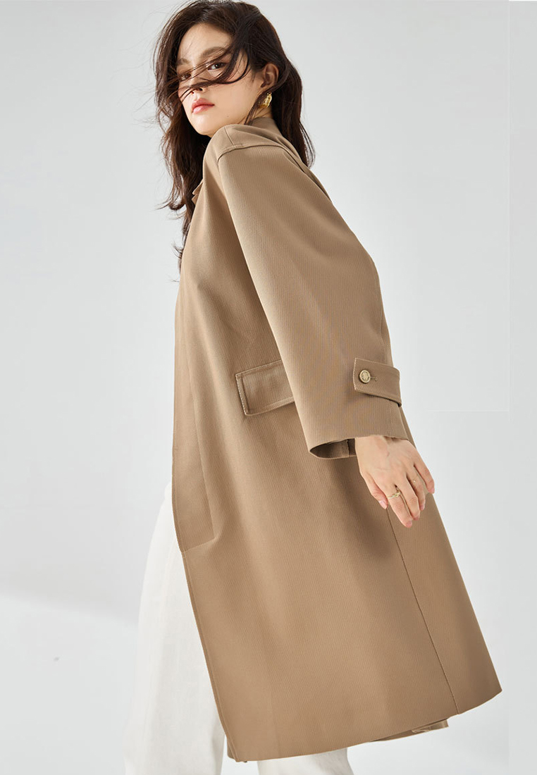 Handsome Casual Twill Drape Mid-Length Windbreaker CA101919