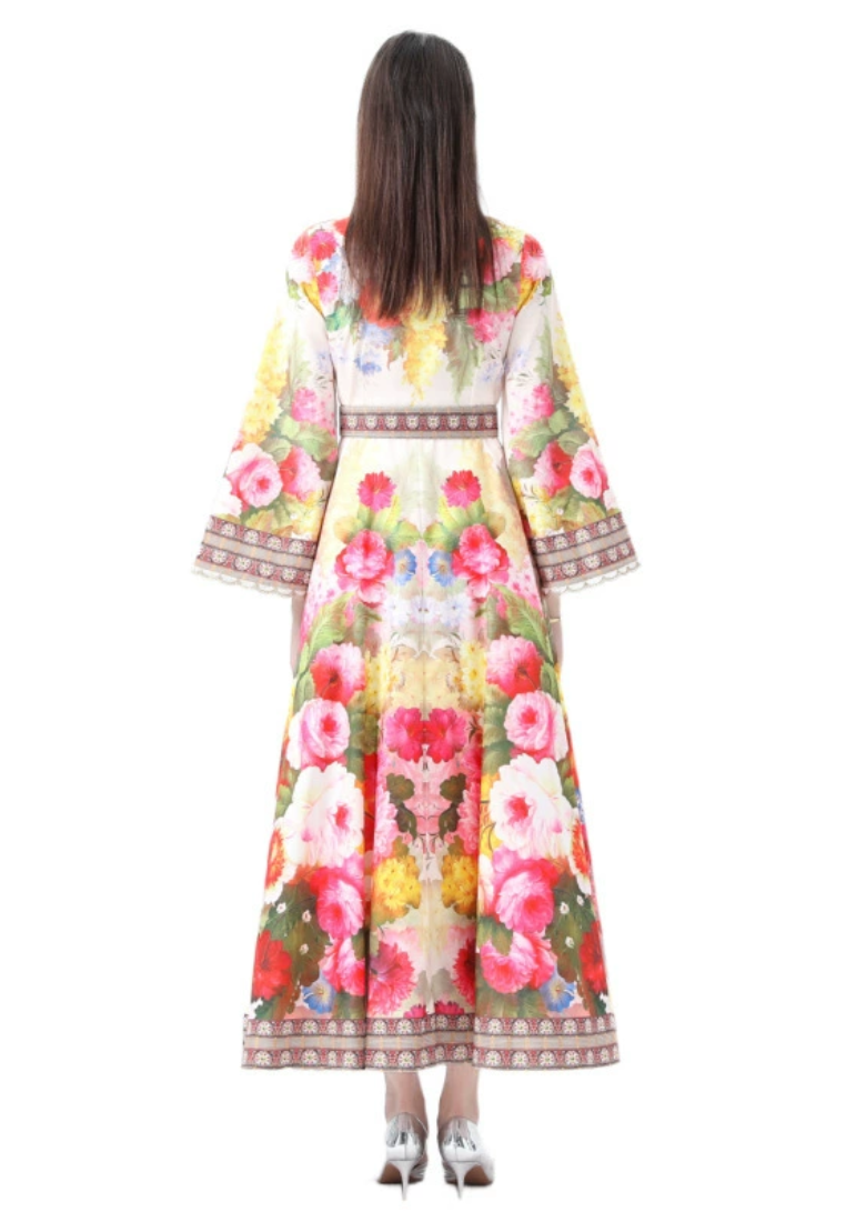 Spring collar single breasted printed dress CA25031219BE