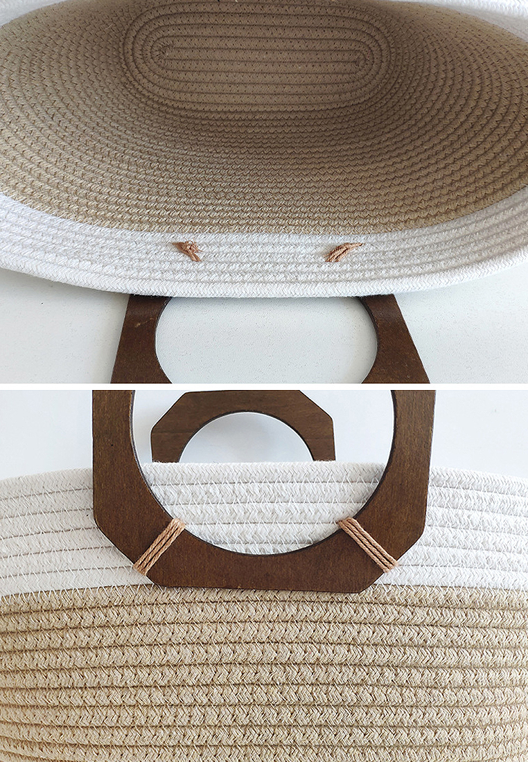 Women's Vintage Large Capacity Cotton Rope Braided Bag CA24061719