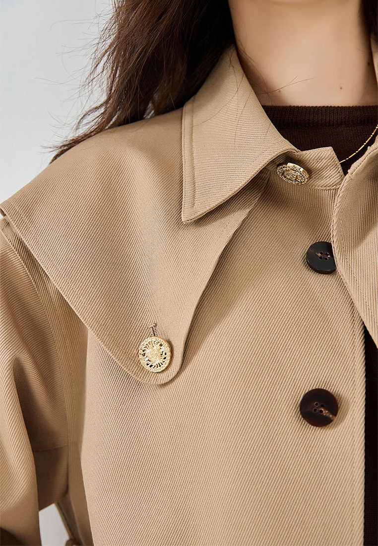 Handsome Casual Twill Drape Mid-Length Windbreaker CA101919