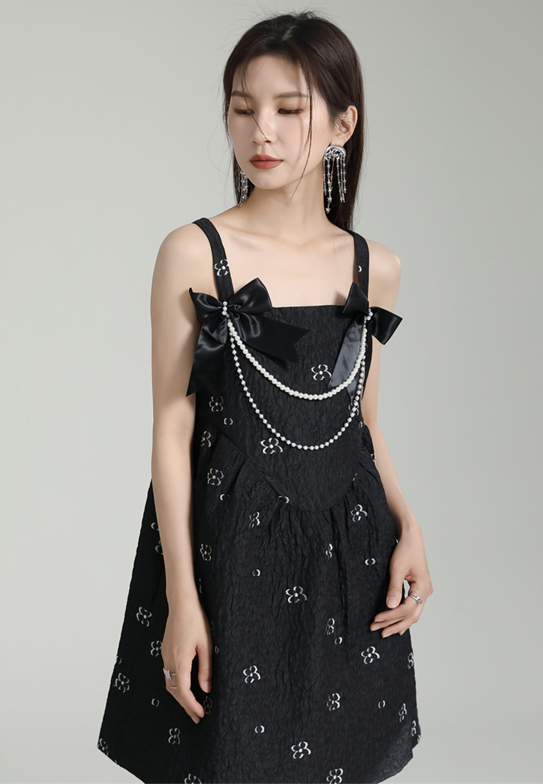 2024 High waisted suspender doll skirt jacquard dress CA24030119BK