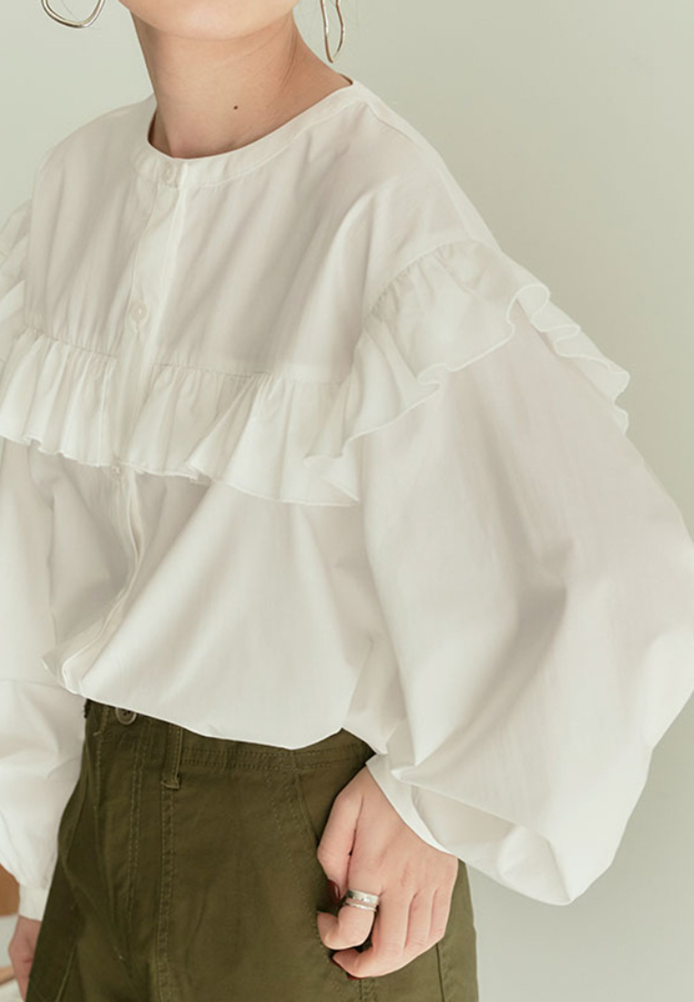 New Korean-style round-neck long-sleeve shirt CA25091919W