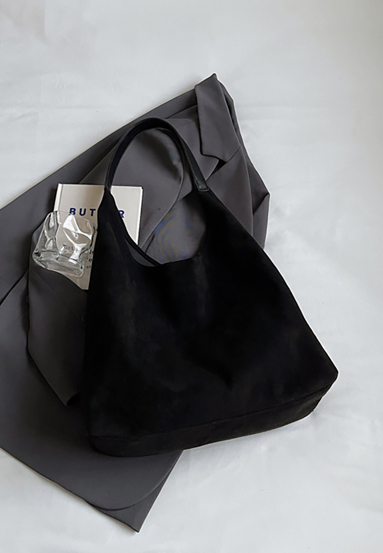 New Autumn Winter Commuter Suede Shoulder Tote Bucket Bag CA25110719BK