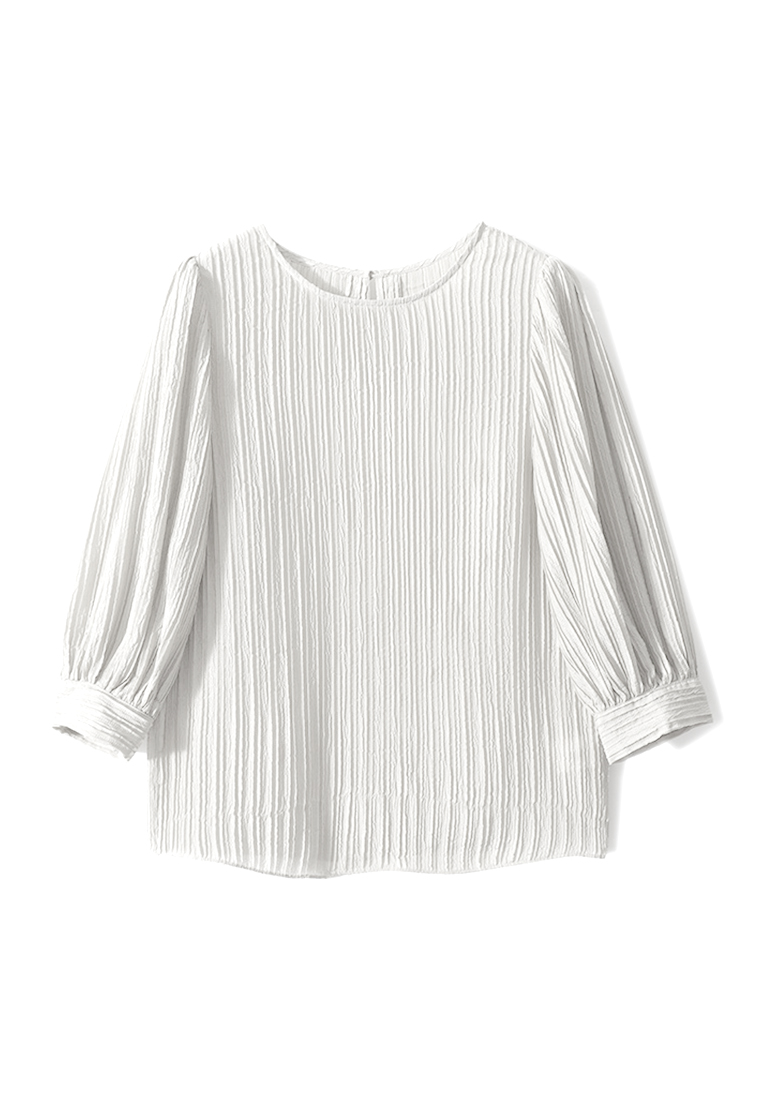 High end temperament pleated silk casual top CA090819