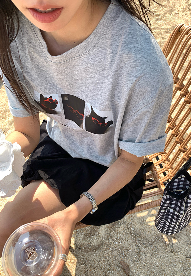Summer Printed Simple Round Neck T-shirt CA25042919BL