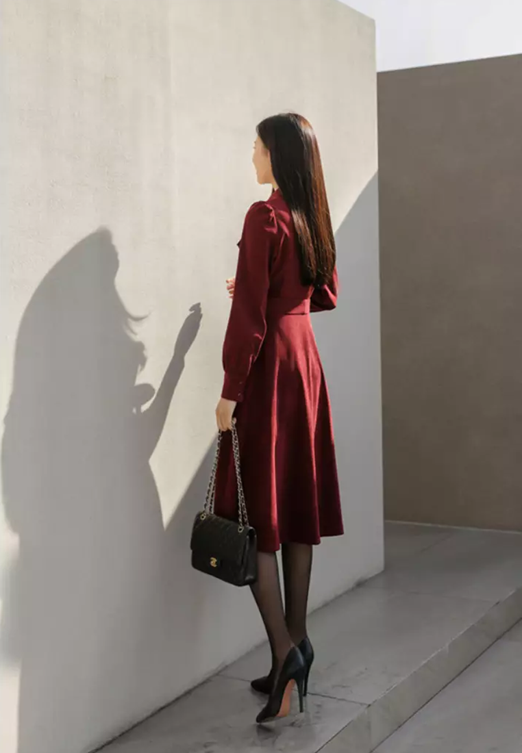 Temperament high waist strappy midi dress K102306RD