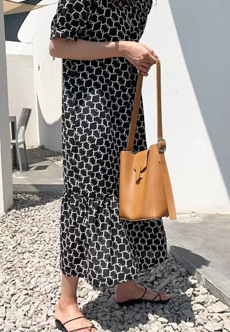 Black fairy skirt Korean version loose thin ruffled chiffon dress 30210