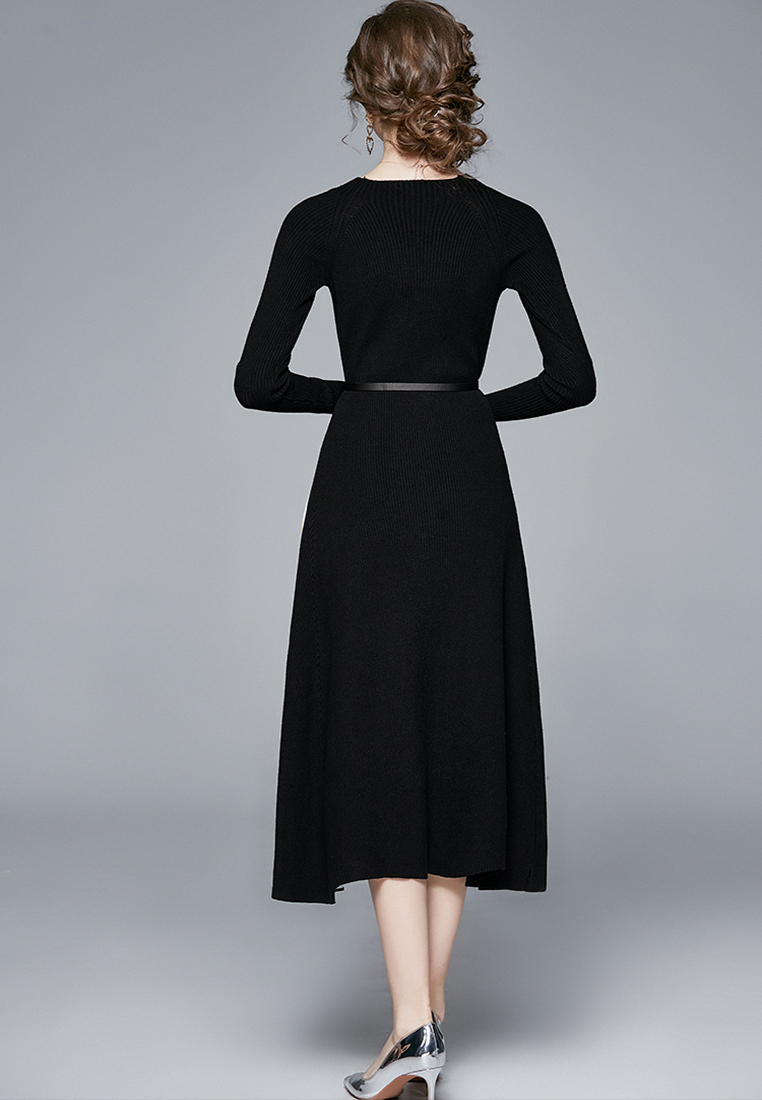 2024 Elegant Splicing Slimming Waist Dress for Women's Wear CA24073102BK