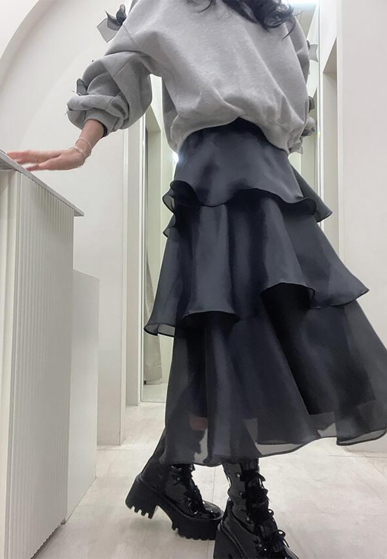 2025 Spring New French Solid Color Skirt CA25022402BK