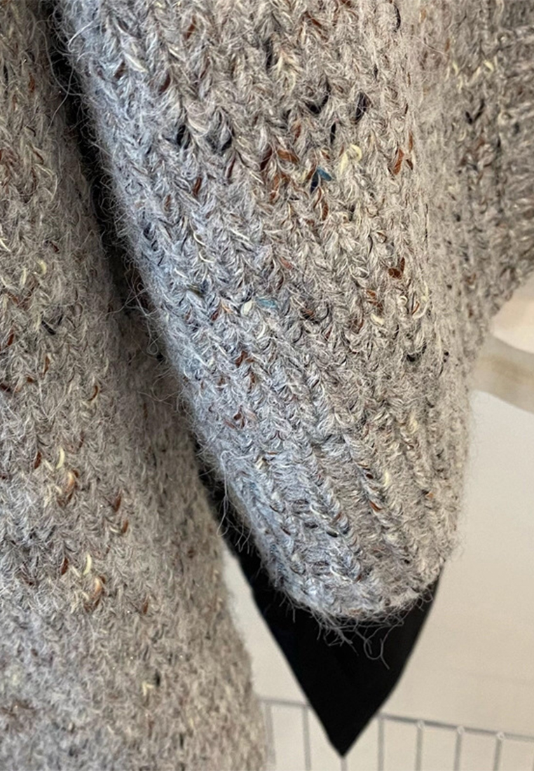 New French Knit Cardigan Grey Cropped Sweater Jacket CA110202