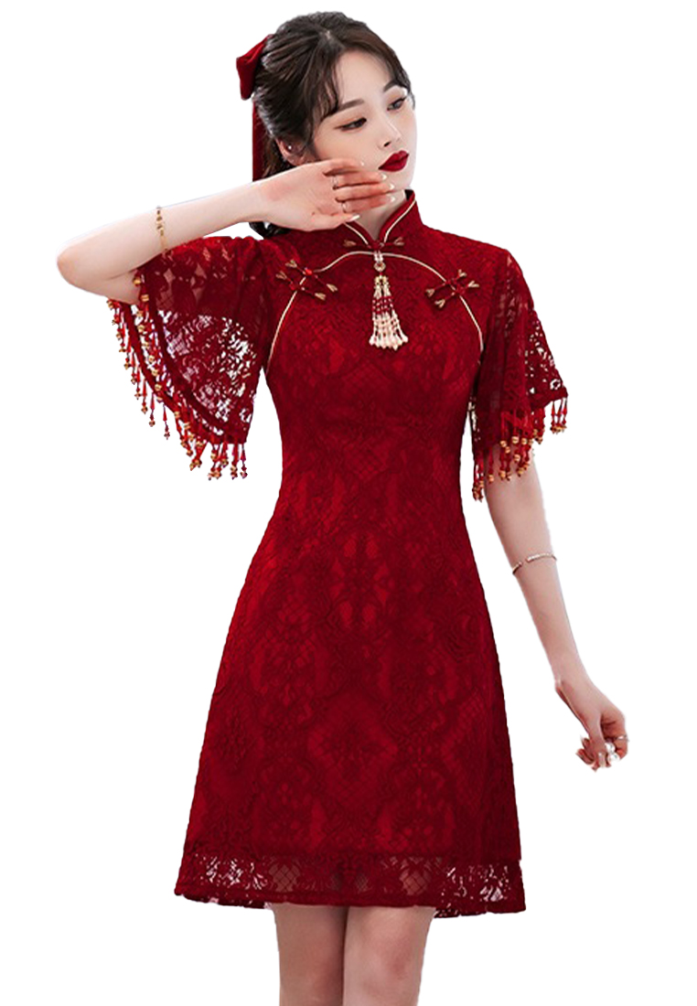 High-end red wedding engagement dress cheongsam CA122702