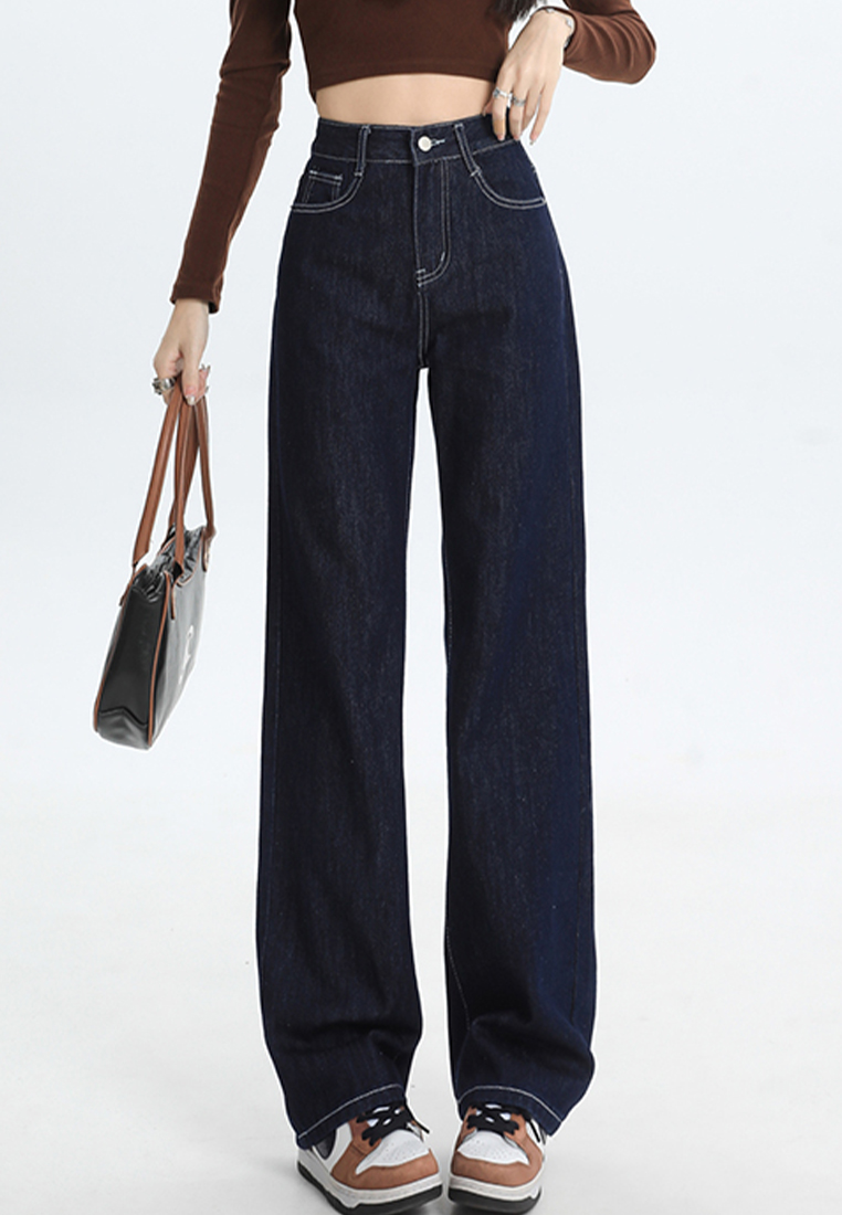 New autumn and winter fashionable high waist straight jeans A110602BL