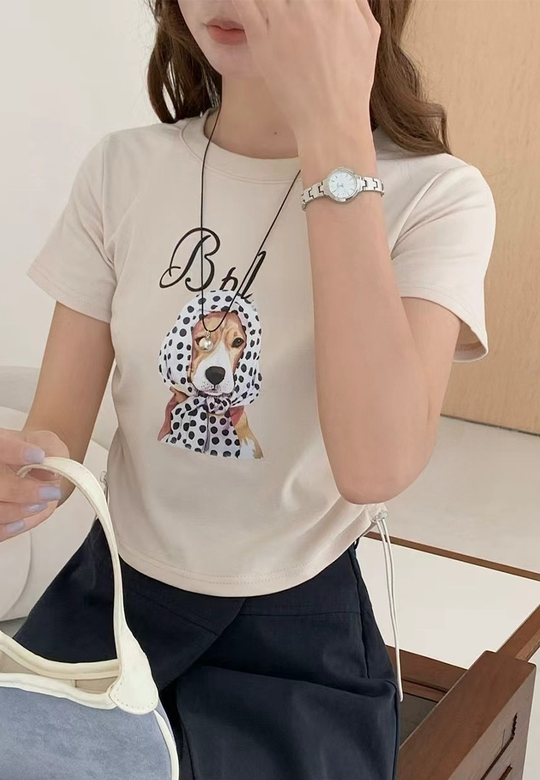 New retro ins printed cropped top CA25070902W