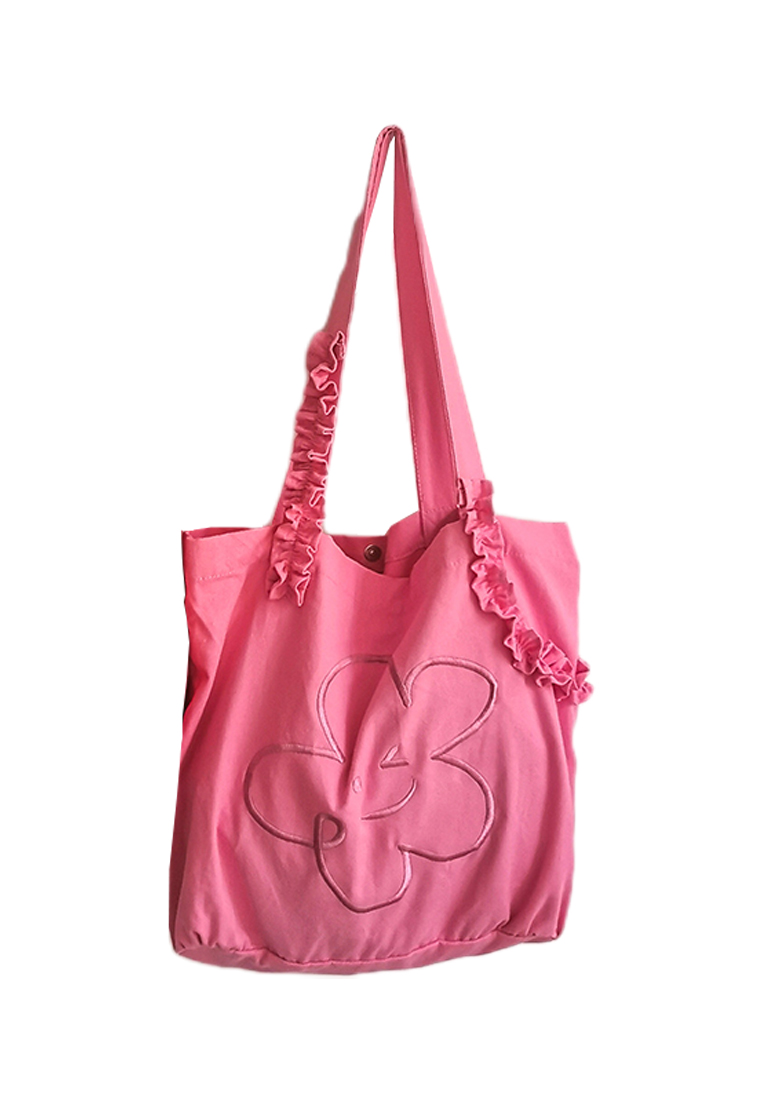 Women's embroidered smiley face canvas bag CA24061702KI-sunnydaysweety