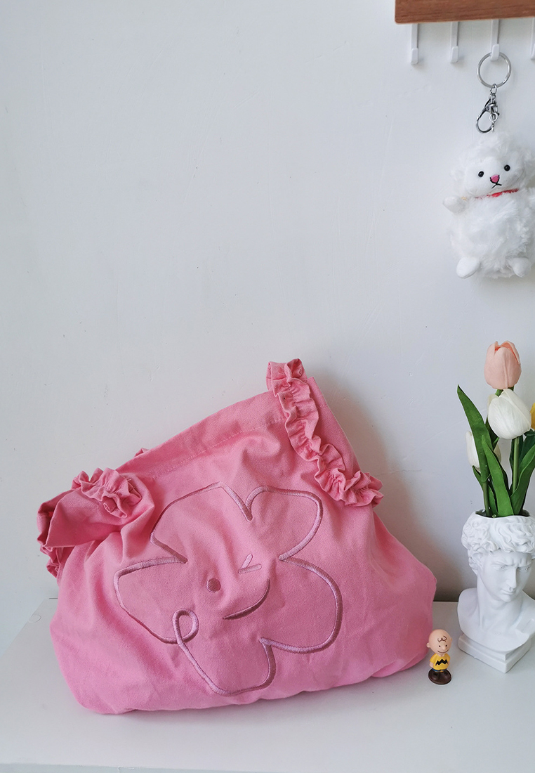 Women's embroidered smiley face canvas bag CA24061702KI-sunnydaysweety