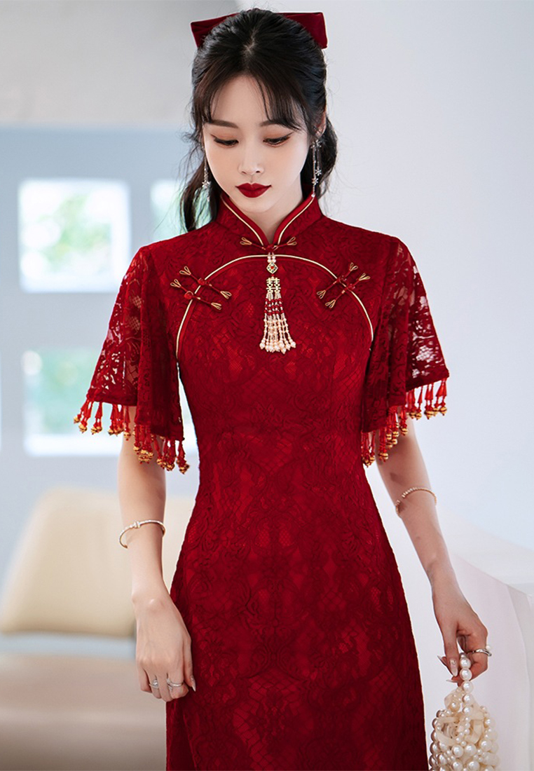 High-end red wedding engagement dress cheongsam CA122702