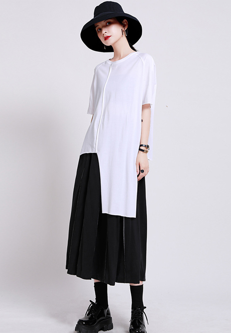 2024 New Irregular T-shirt Split Loose Casual CA24030102BK