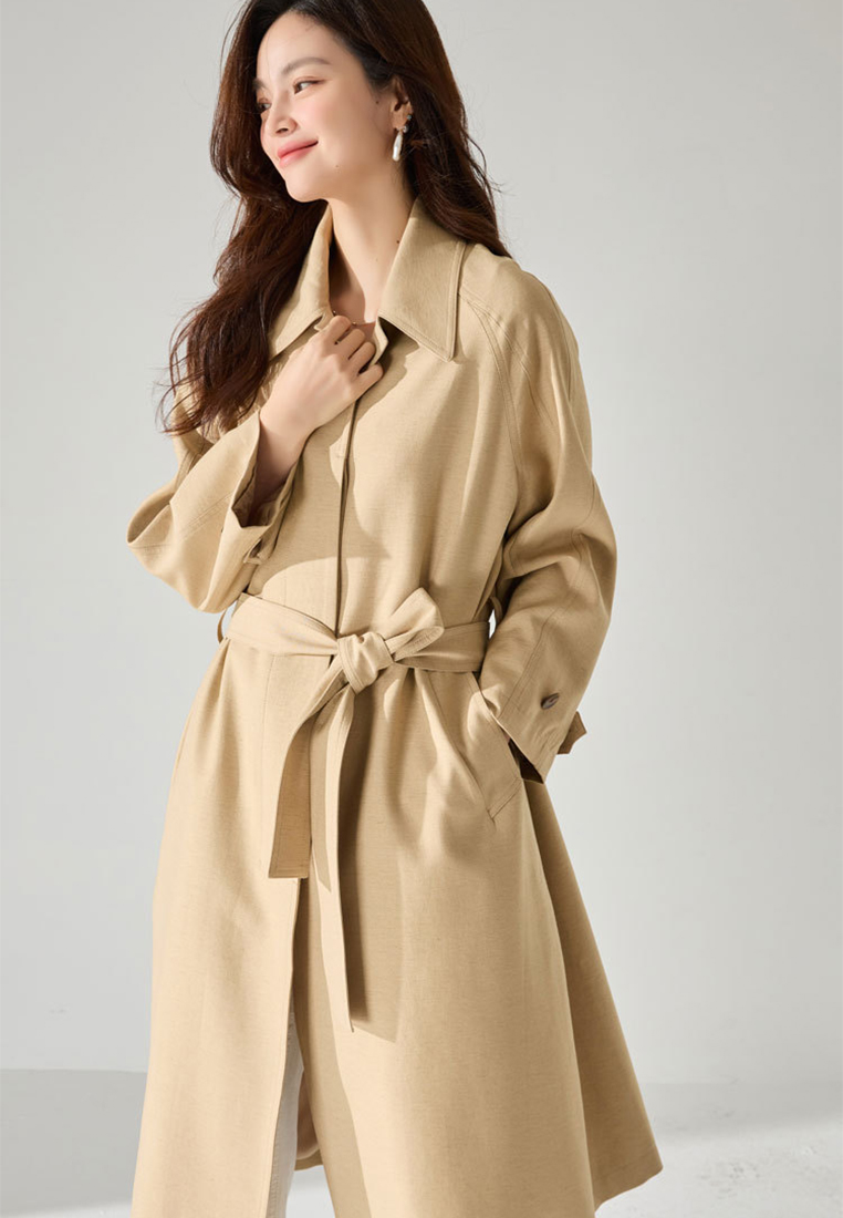 Autumn refreshing solid color breathable linen top CA24091102BW