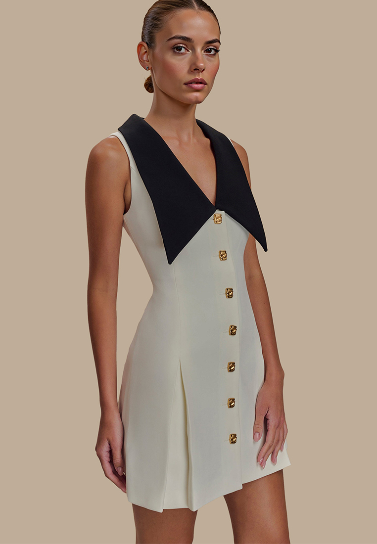 Collar sleeveless temperament waist cinching dress CA25042202W