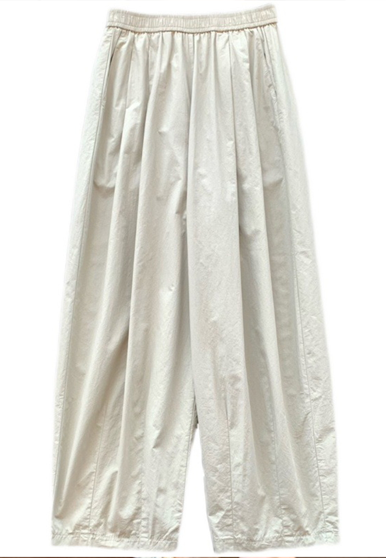 High-quality simple high-waisted slim and loose waist with elastic band cropped casual pants CA23050402BL-sunnydaysweety