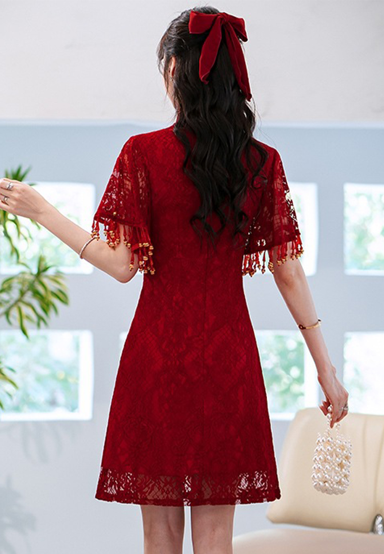High-end red wedding engagement dress cheongsam CA122702
