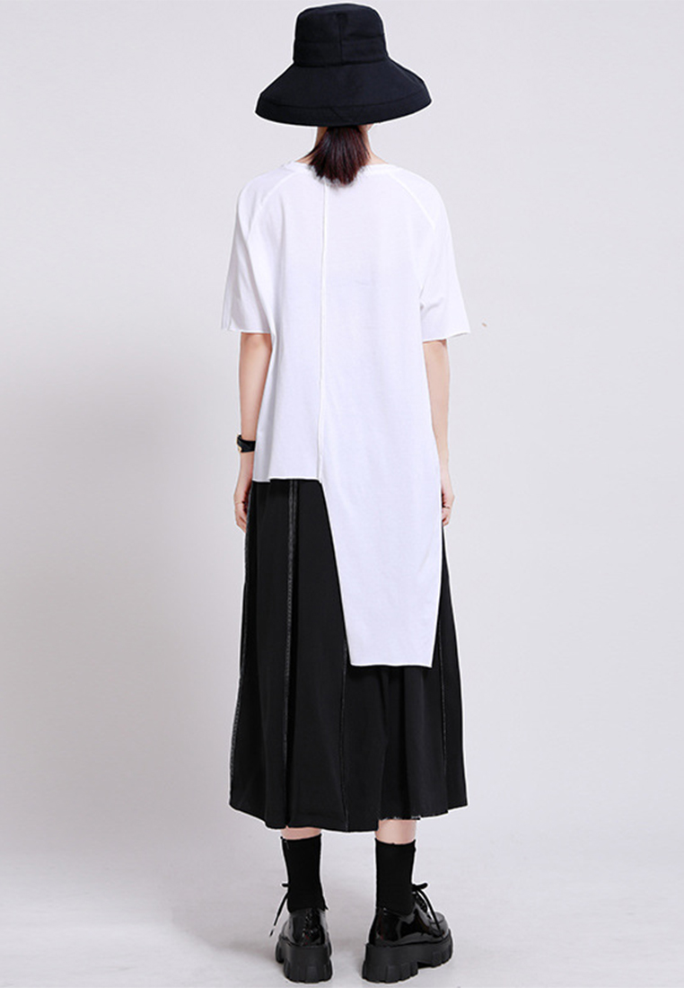 2024 New Irregular T-shirt Split Loose Casual CA24030102BK