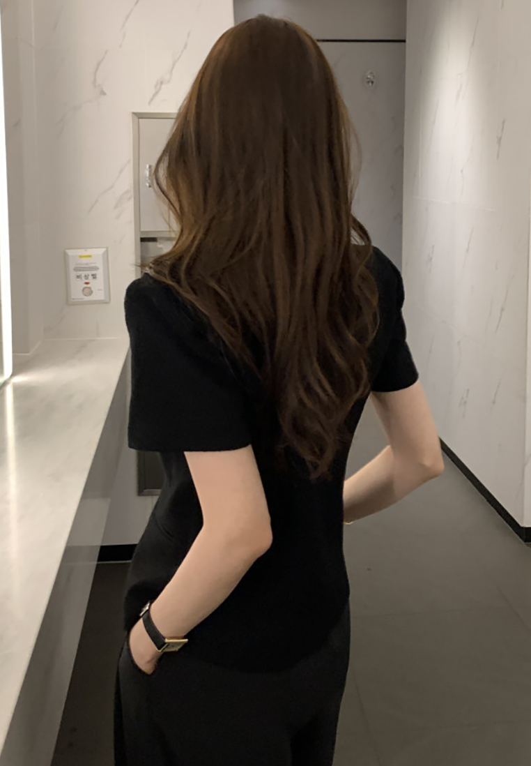 New summer retro French Chanel style tweed short-sleeved top CA25042902BK