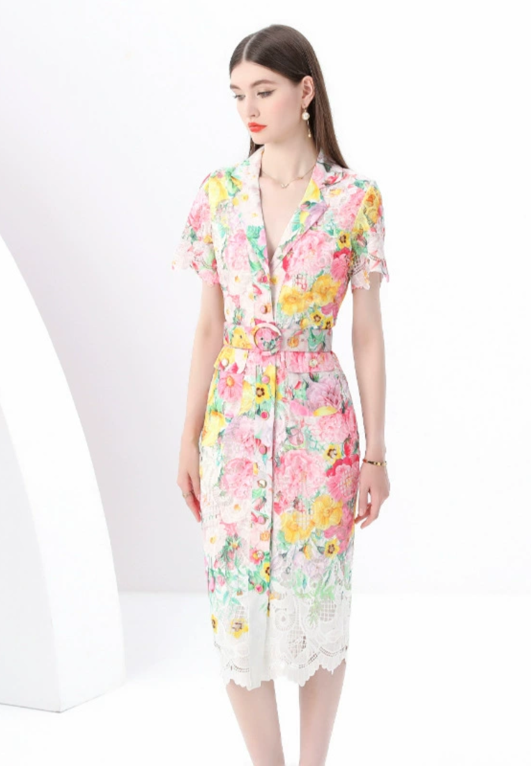 2025 slim fit floral lace dress CA25031202MT