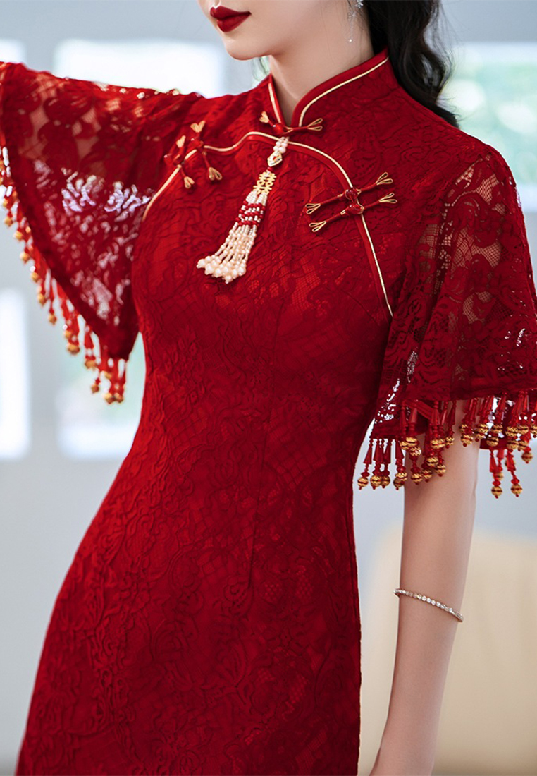 High-end red wedding engagement dress cheongsam CA122702