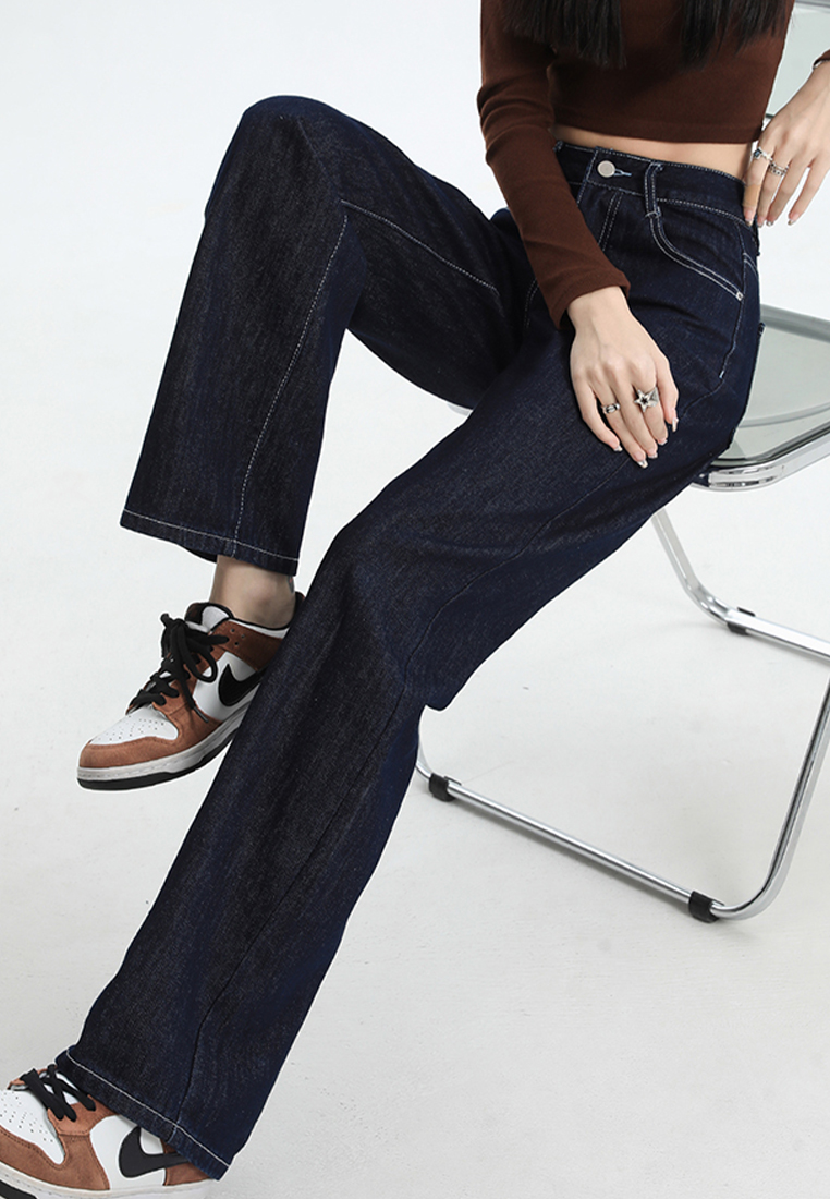 New autumn and winter fashionable high waist straight jeans A110602BL