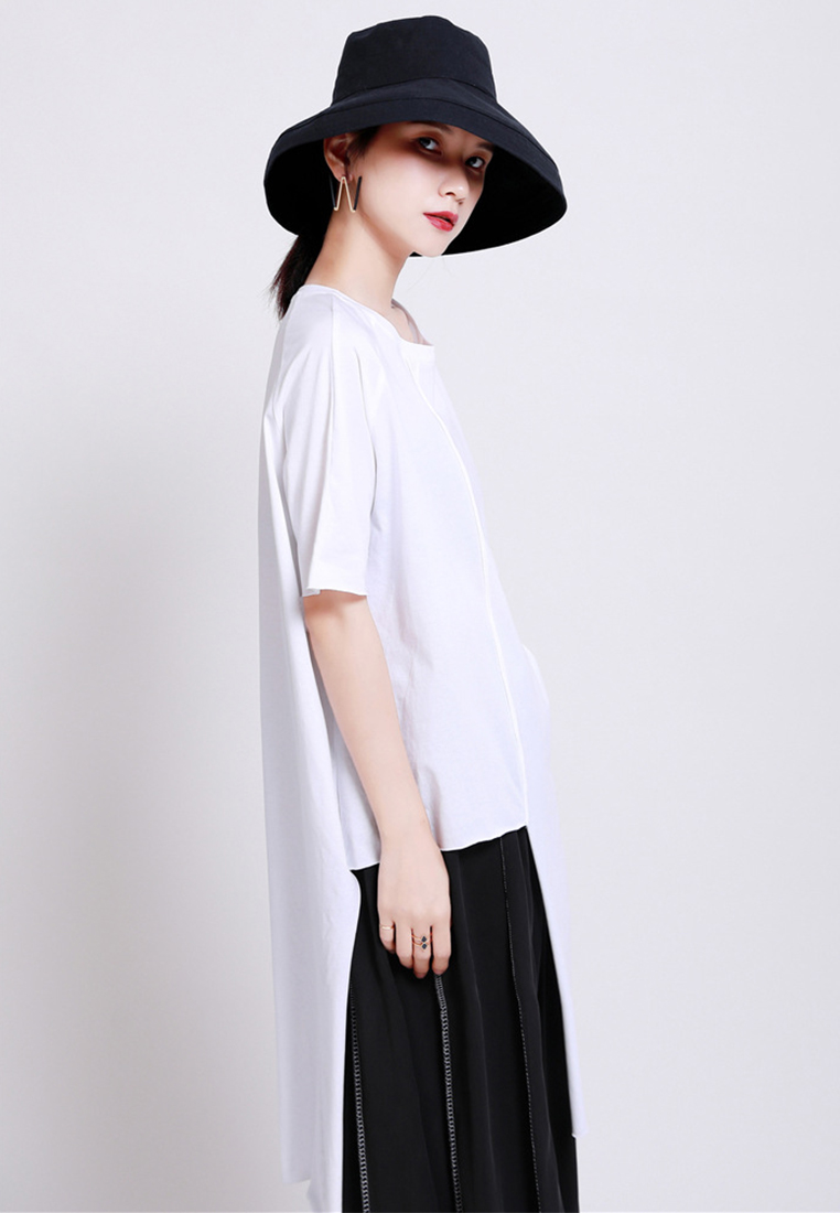 2024 New Irregular T-shirt Split Loose Casual CA24030102BK