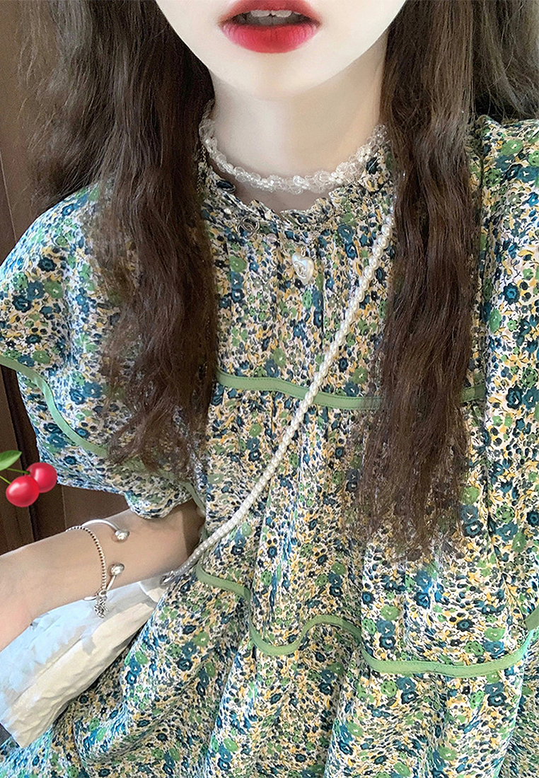 2024 French Green Dress Summer CA24041002GR