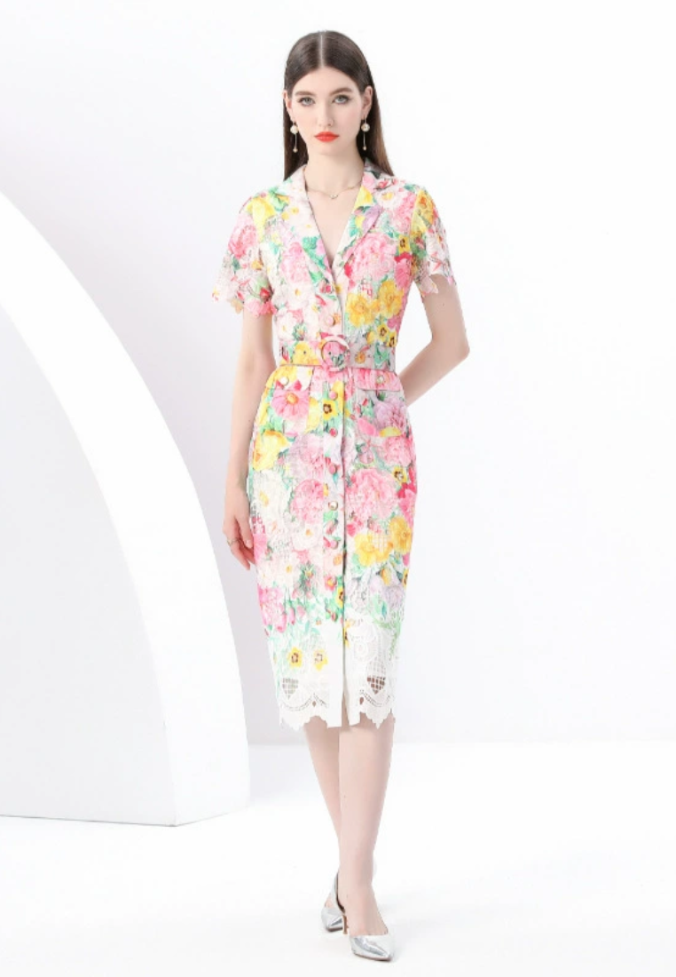 2025 slim fit floral lace dress CA25031202MT
