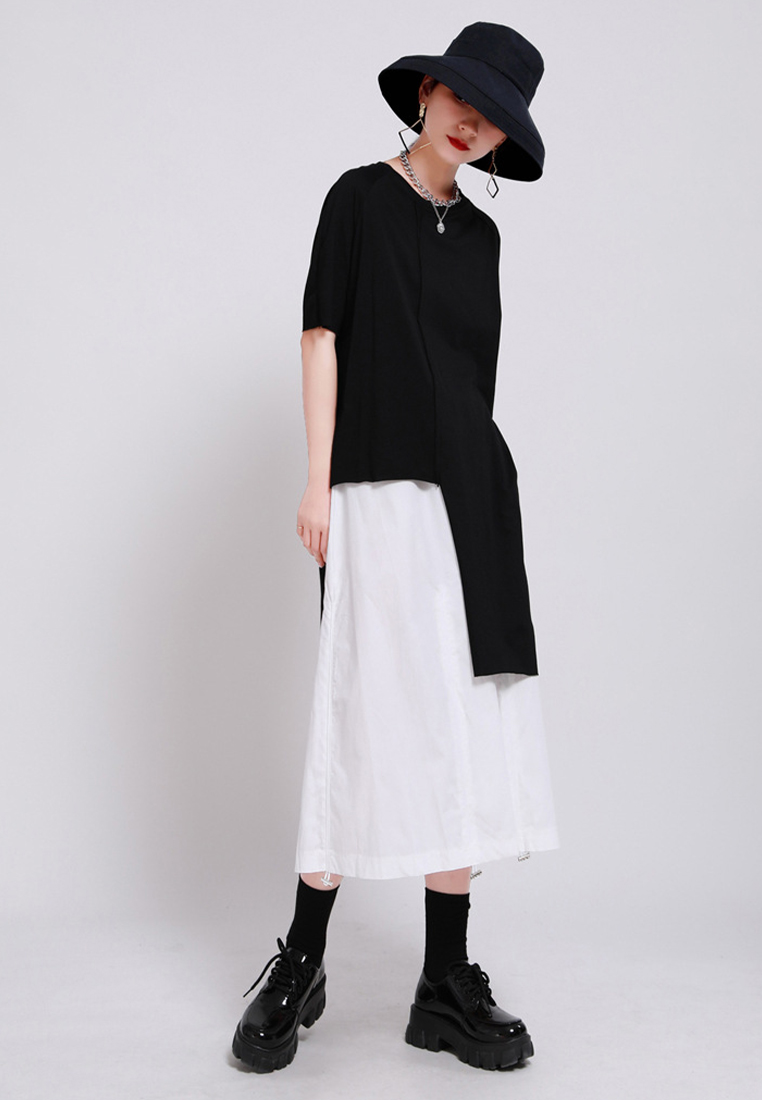2024 New Irregular T-shirt Split Loose Casual CA24030102BK