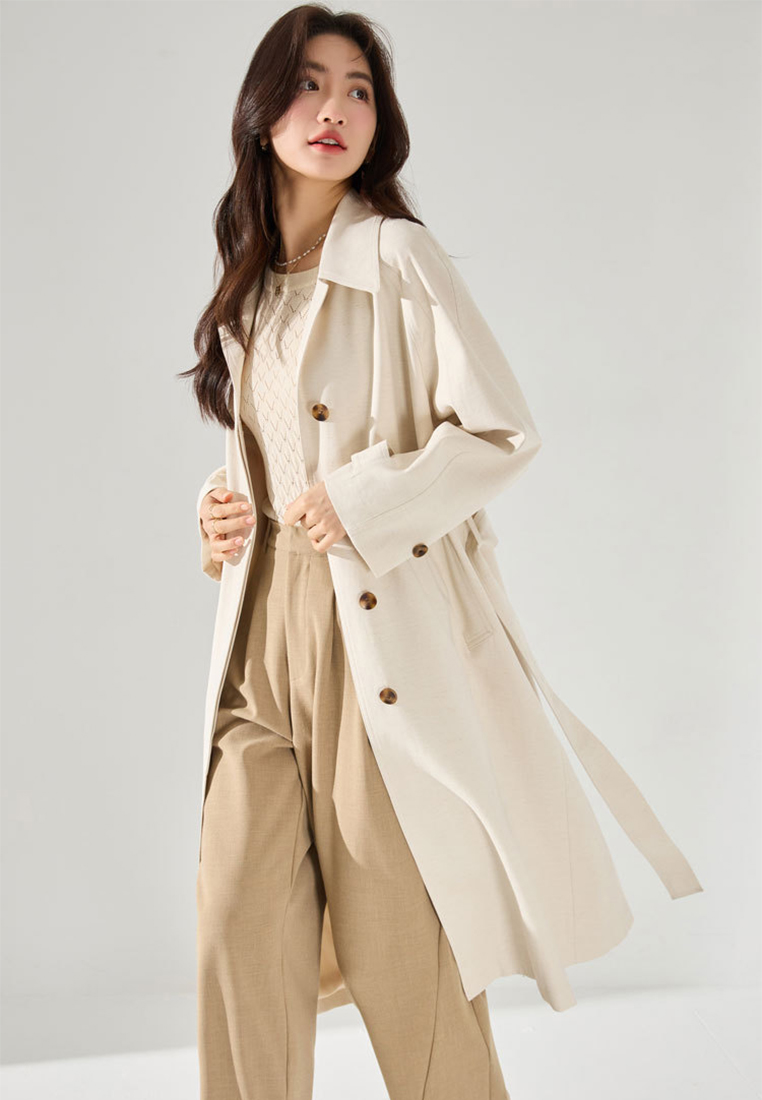 Autumn refreshing solid color breathable linen top CA24091102BW