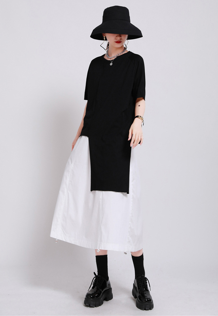 2024 New Irregular T-shirt Split Loose Casual CA24030102BK