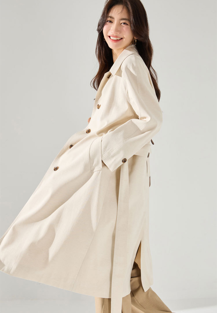 Autumn refreshing solid color breathable linen top CA24091102BW