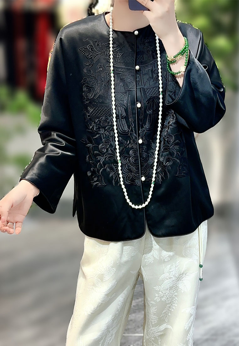 Fashionable new Chinese style high quality embroidered quilted jacket CA010602W