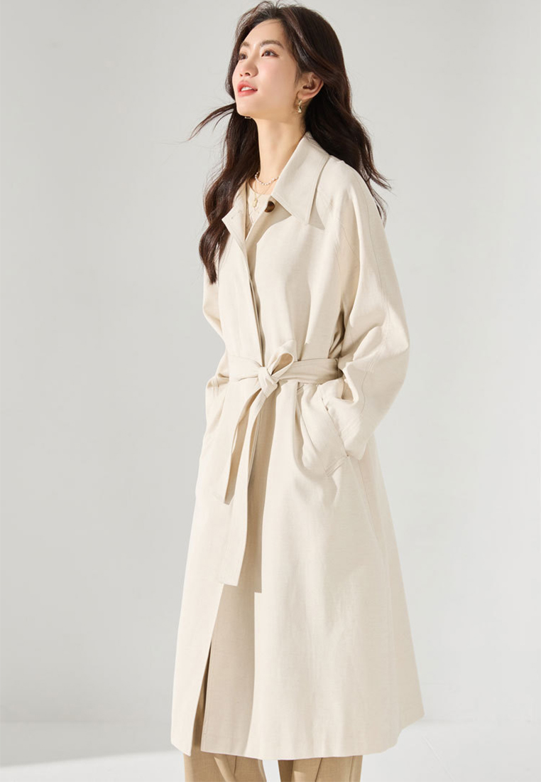 Autumn refreshing solid color breathable linen top CA24091102BW