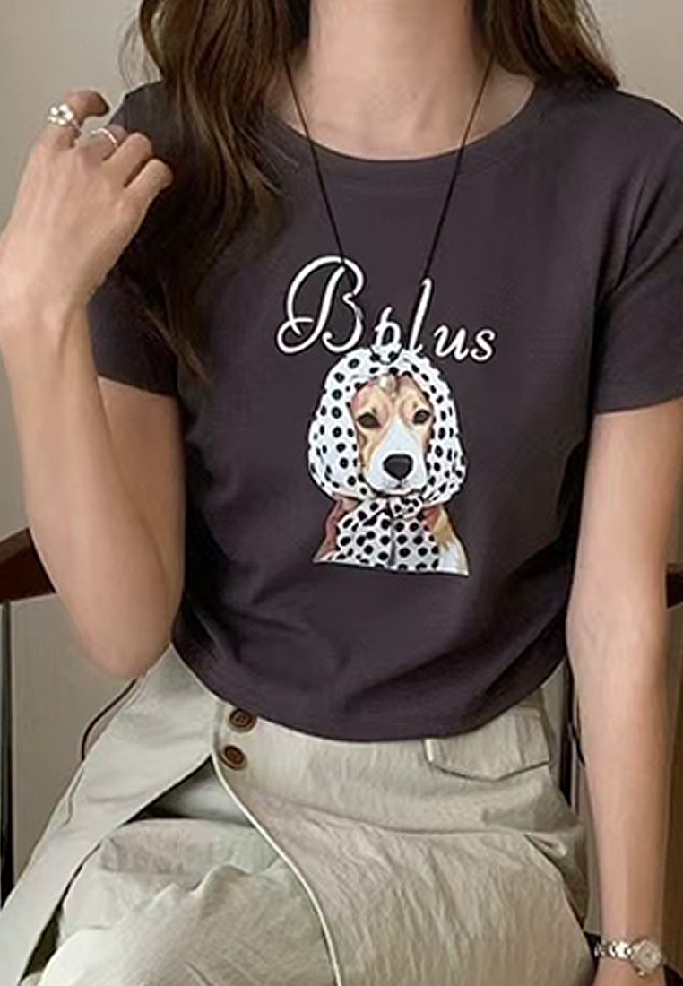 New retro ins printed cropped top CA25070902W