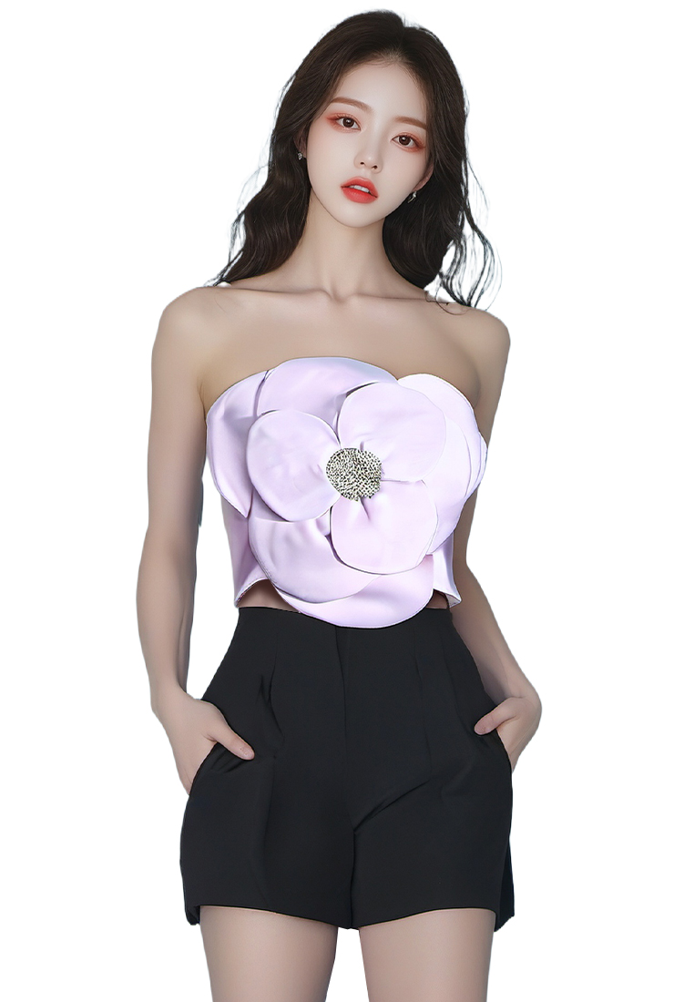 New fashion patchwork women's strapless top CA242111902W