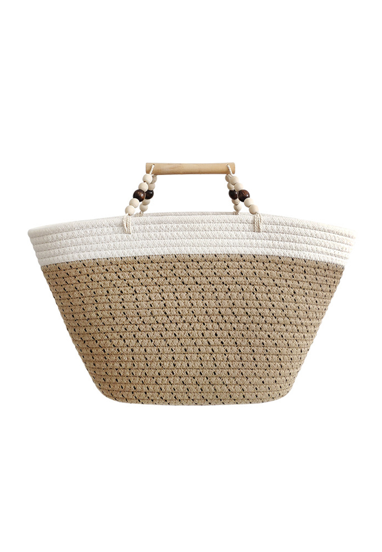 Women's cotton rope woven large capacity handbag CA24061720
