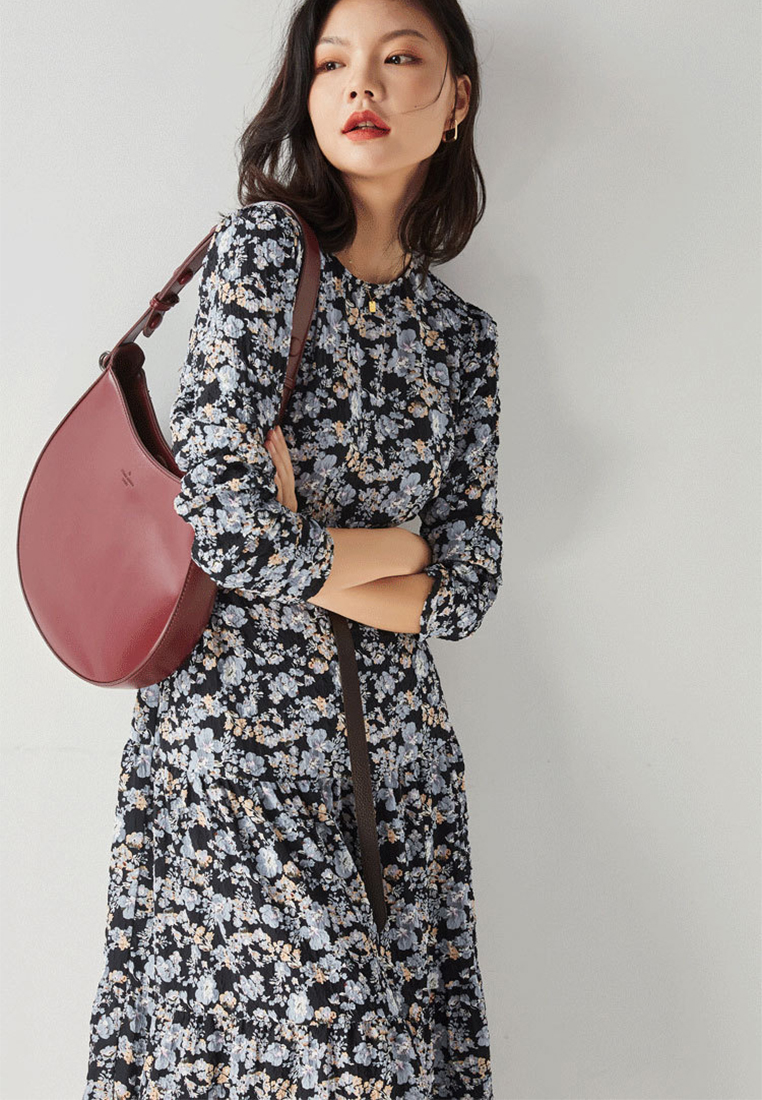 Autumn french round neck loose retro luxury dress CA24091120MT