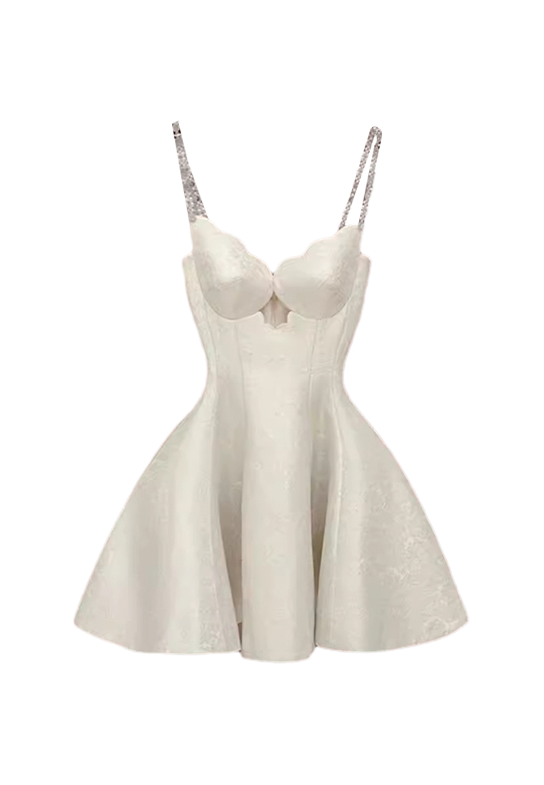French slim fit white camisole dress CA242111920W