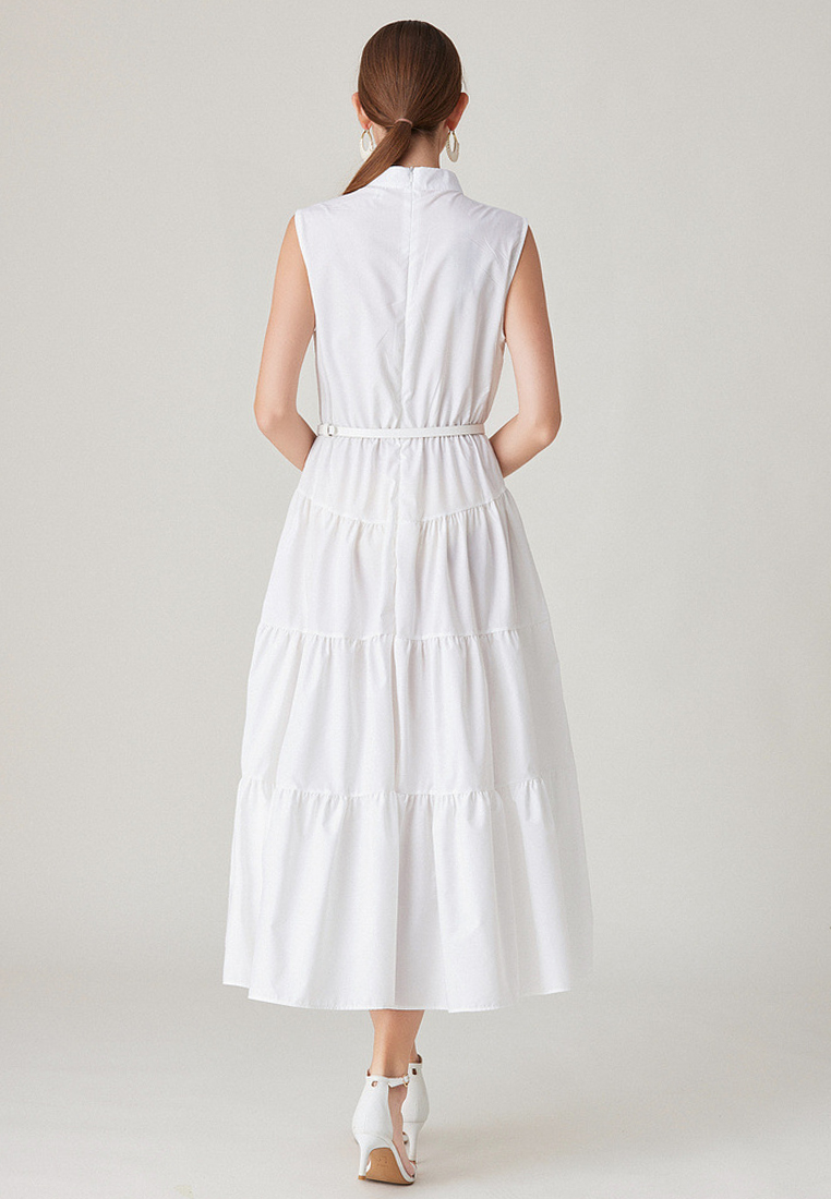 2024 Summer Cotton White Sleeveless Slim Fit Dress CA24032620W