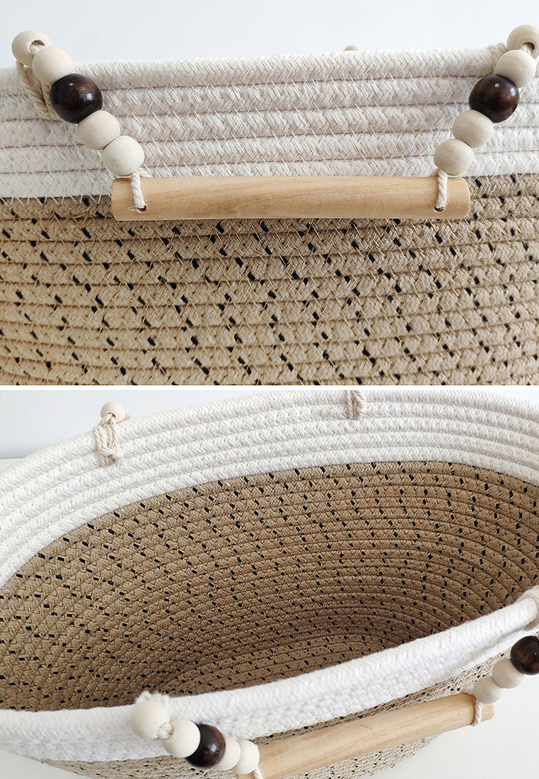 Women's cotton rope woven large capacity handbag CA24061720