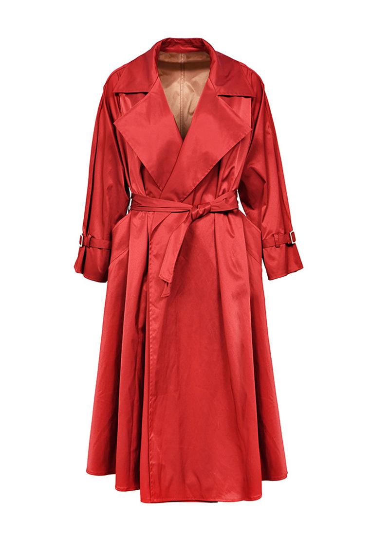 Elegant Retro Swing Long Windbreaker Jacket CA101920RD