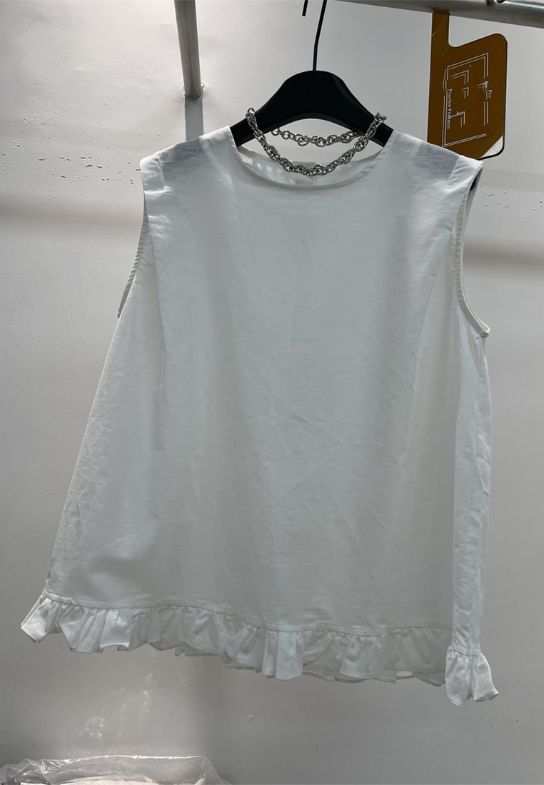 New summer round neck vest + skirt linen casual suit CA25070920BL